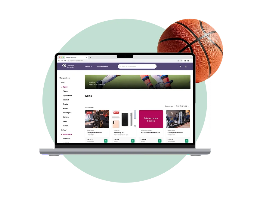 Webshop van Gemeentewinkel op een laptop