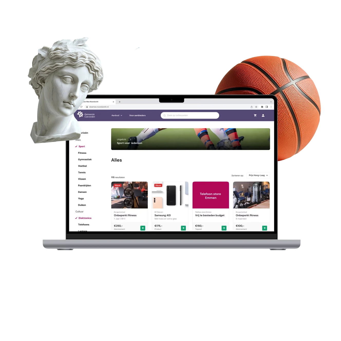 Gemeentewinkel webshop op laptop en telefoon